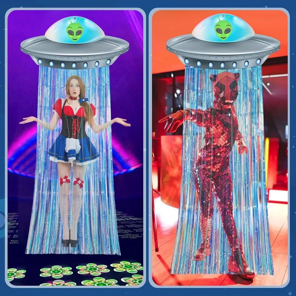 Alien Birthday Party Decorations, Alien Door Curtains with Tinsel Foil Fringe